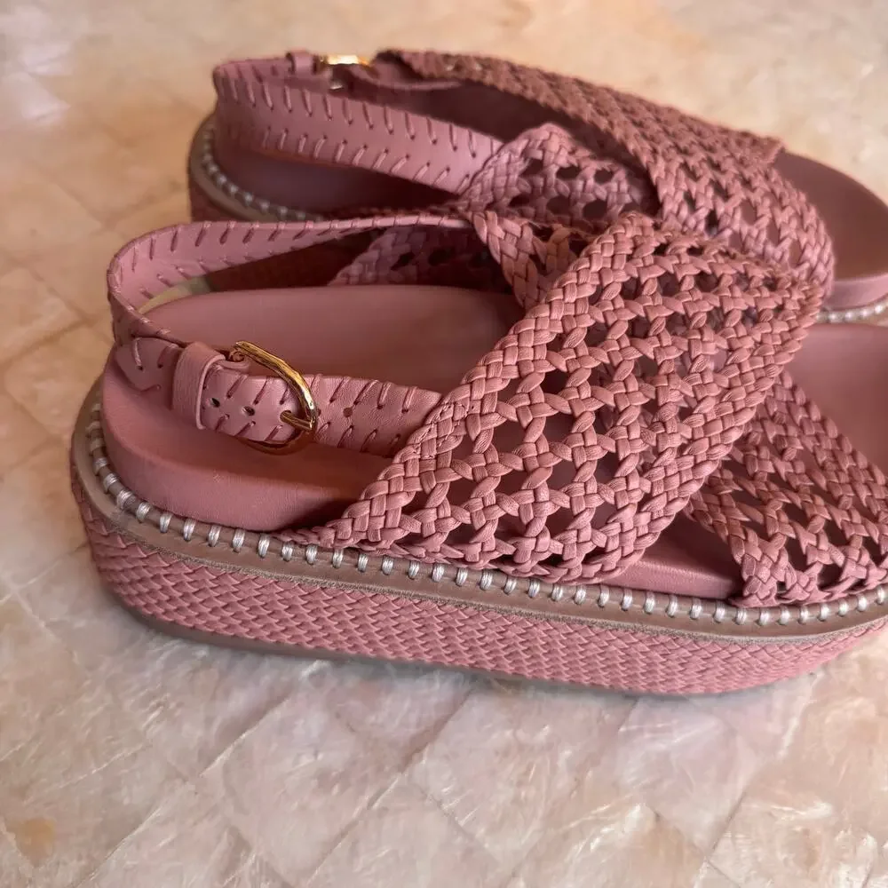 Ulla Johnson Gili Platform Flatform sandals shoes braided soft leather sz 39.5